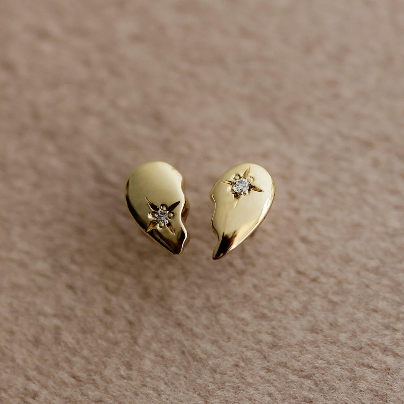 עגילי לב BFF זהב 14K Earrings 