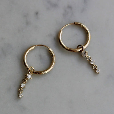 עגילי חישוק הרמוני יהלומים לבנים זהב 14K Earrings 