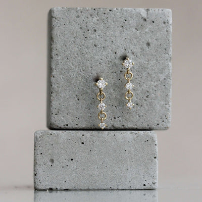 עגילי הרמוני יהלומים לבנים זהב 14K Earrings 