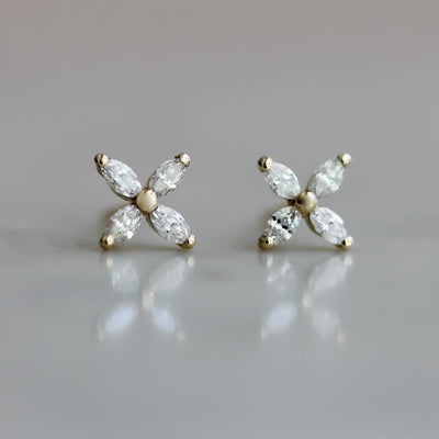 עגילי לואיזה יהלומים לבנים זהב 14K Earrings 