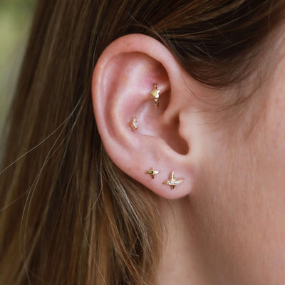 עגילי אייבי קטנים זהב 14K Earrings 