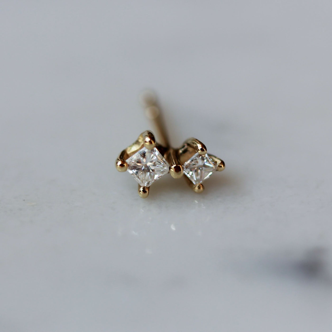 עגילי דאבל פרינס יהלומים לבנים זהב 14K Earrings 14K לבן