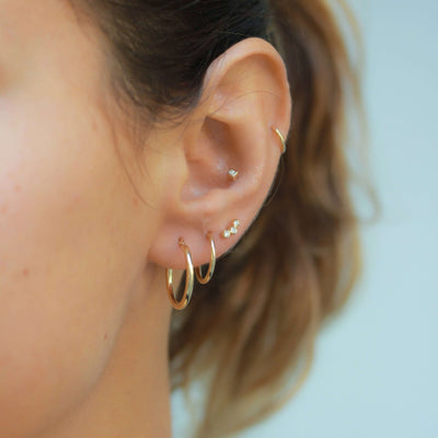 עגילי אנה יהלומים לבנים זהב 14K Earrings 