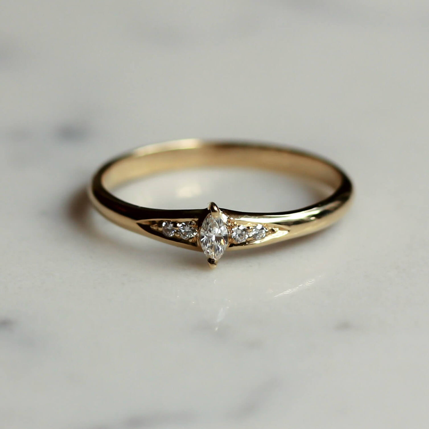 טבעת מרקיזה משובצת יהלומים זהב 14K Rings 14K ורוד