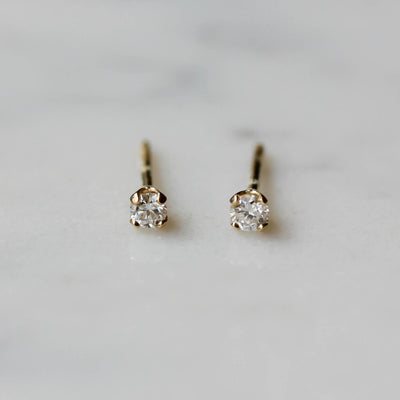 עגילי טיפאני בינוניים יהלומים לבנים זהב 14K Earrings 14K לבן