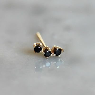 עגילי בל יהלומים שחורים זהב 14K Earrings 