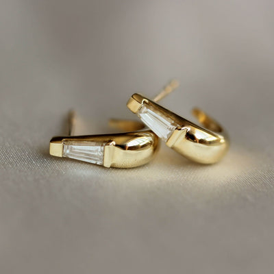 עגילי טיילור טיפה משובצים יהלומים זהב 14K Earrings 14K לבן