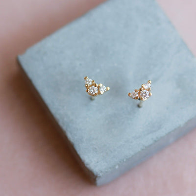 עגילי מרקורי יהלומים לבנים זהב 14K Earrings 