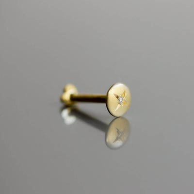 עגיל פירסינג קלי יהלום לבן זהב 14K Earrings 