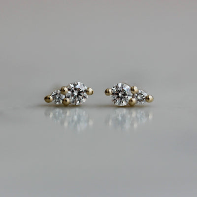 עגילי הלנה יהלומים לבנים זהב 14K Earrings 