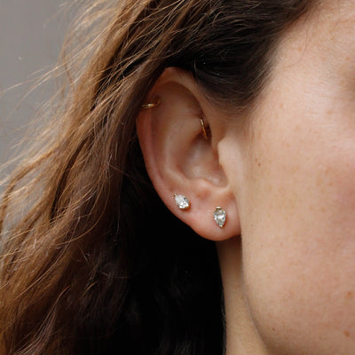 עגילי סהרה 0.41 יהלומים לבנים מעבדה זהב 14K Earrings