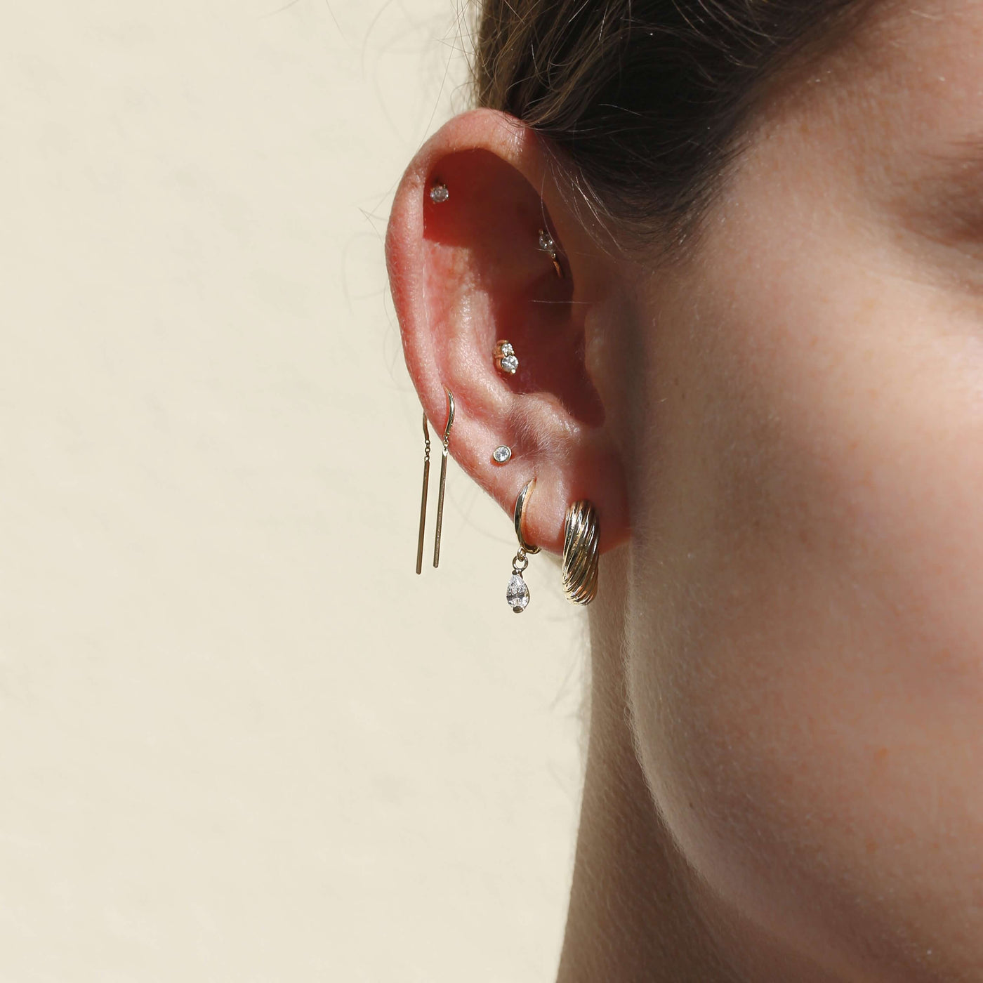 עגילי חישוק רייצ'ל זהב 14K