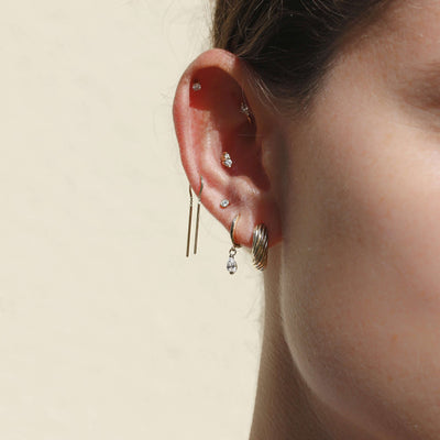 עגיל חישוק קלי אואזיס יהלום מעבדה זהב 14K