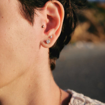 עגיל פירסינג סהרה בינוני יהלום מעבדה זהב 14K Earrings