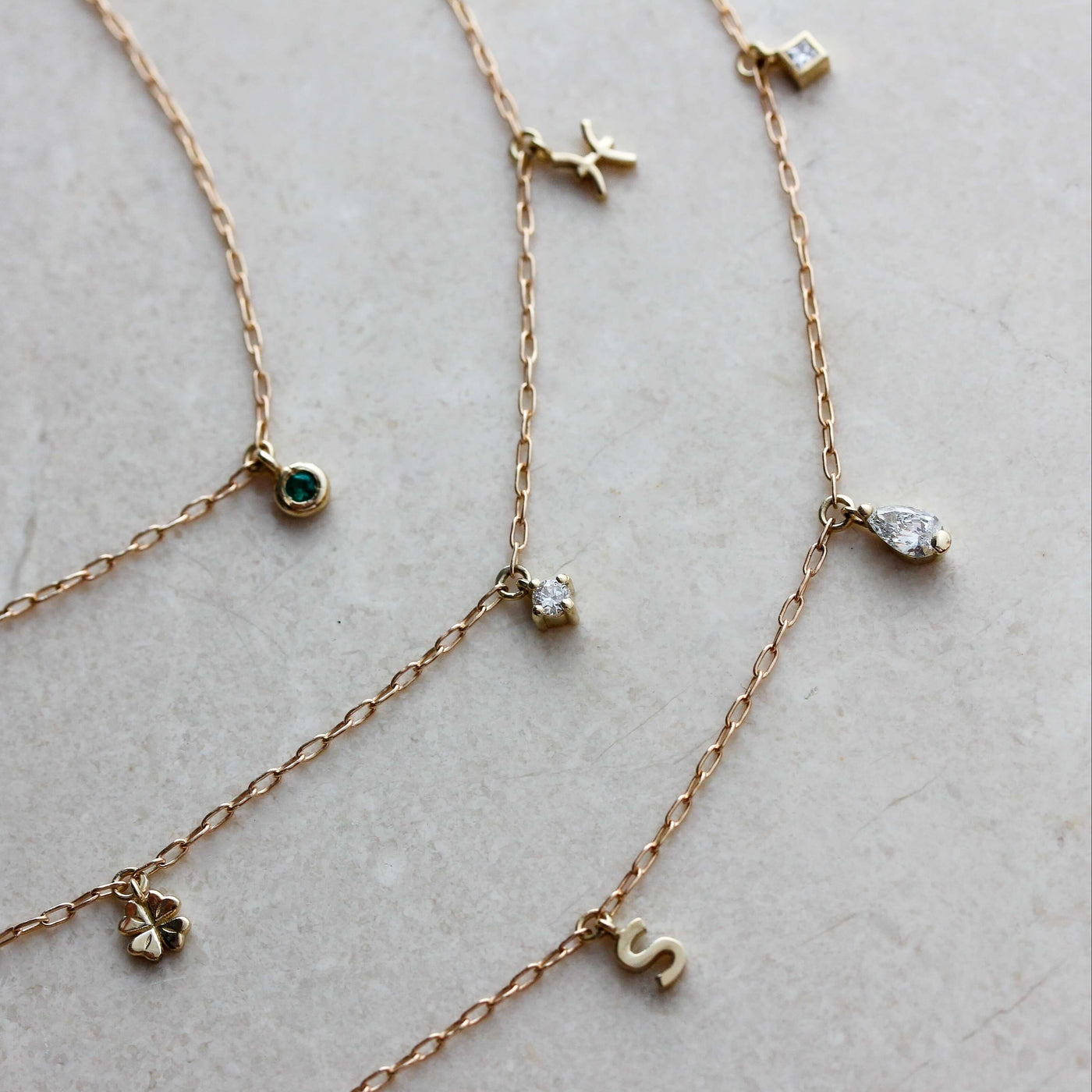 שרשרת פרסונה 5 תליונים זהב 14K Necklaces