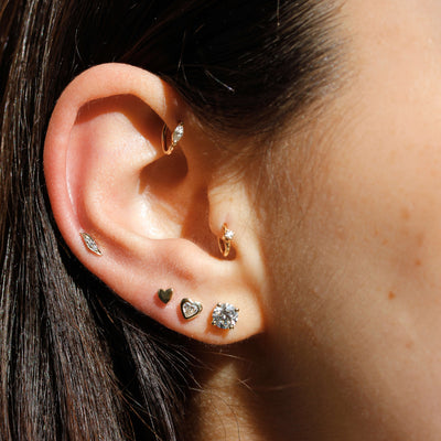 עגילי סלסט יהלום לב מעבדה זהב 14K Earrings