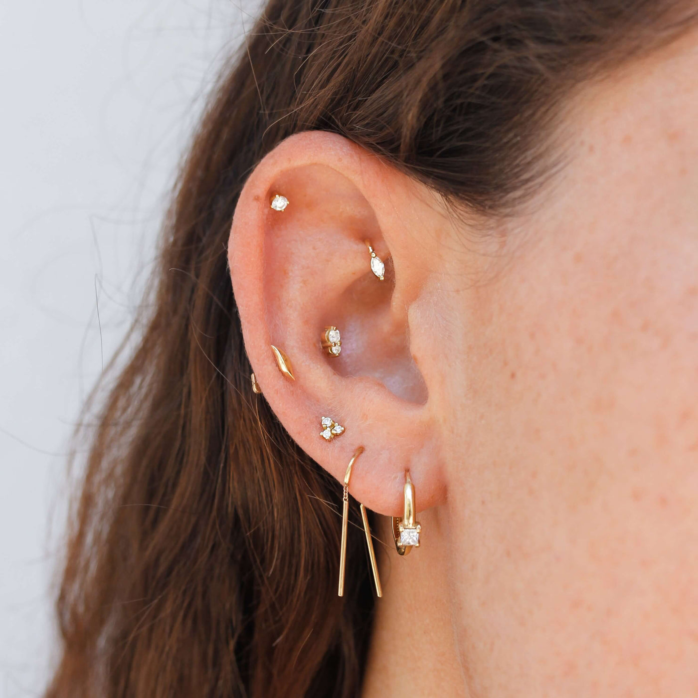 עגילי חישוק אואזיס חלק זהב 14K Earrings