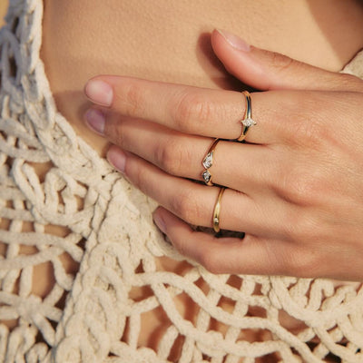 טבעת סהרה יהלום מעבדה זהב 14K Rings