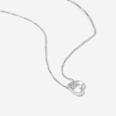 תליון לב חלול זהב 14K Necklaces 14K לבן