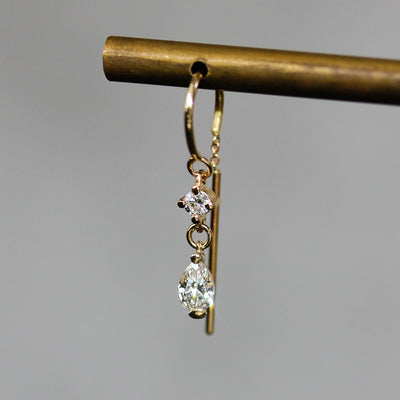 עגילי חישוק אואזיס גדול יהלומי מעבדה זהב 14K Earrings