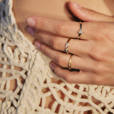 טבעת קלי קטנה ויהלום זהב 14K Rings