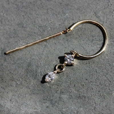 עגילי חישוק אואזיס קטן יהלומי מעבדה זהב 14K Earrings