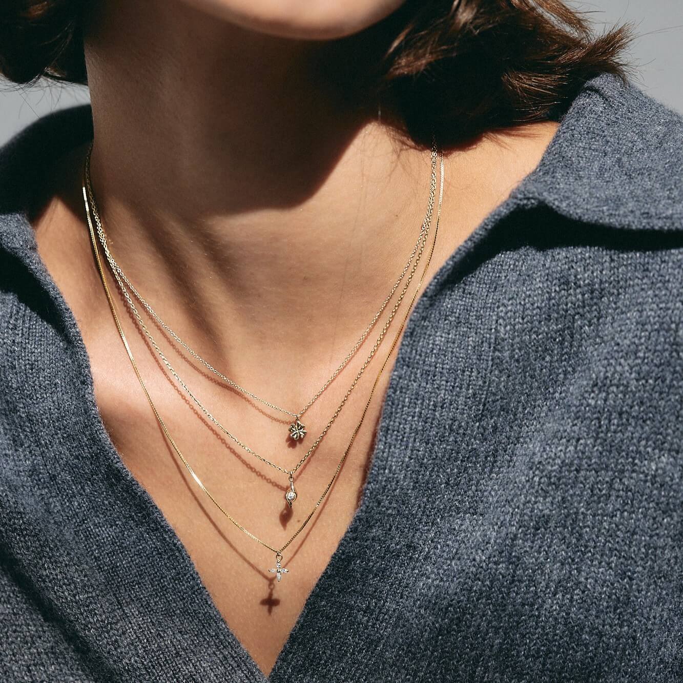 שרשרת עין הורוס יהלום זהב 14K Necklaces 