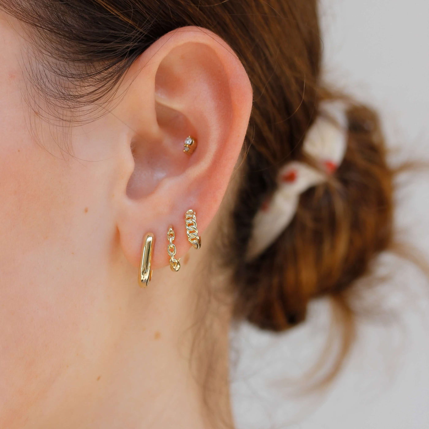 עגילי חישוק לילי זהב 14K Earrings 