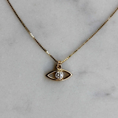 שרשרת עין טובה יהלום זהב 14K Necklaces 