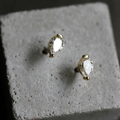 עגילי סהרה 0.41 יהלומים לבנים מעבדה זהב 14K Earrings