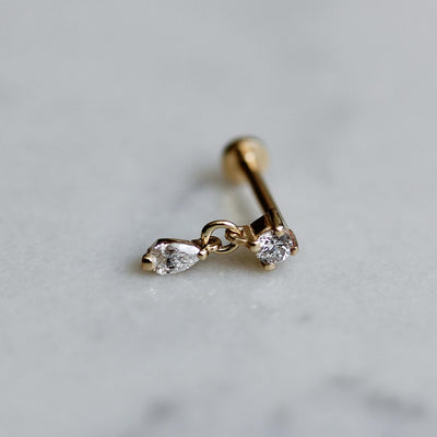 עגיל פירסינג אואזיס יהלומי מעבדה זהב 14K Earrings