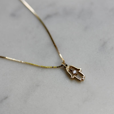 שרשרת חמסה יהלום זהב 14K Necklaces 