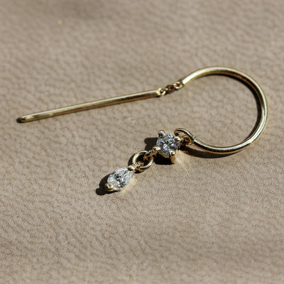 עגילי חישוק אואזיס קטן יהלומי מעבדה זהב 14K Earrings