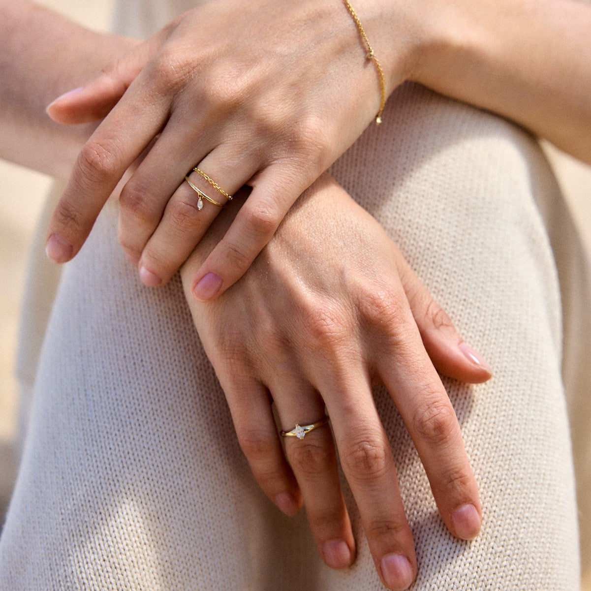 טבעת אואזיס יהלום מעבדה זהב 14K Rings