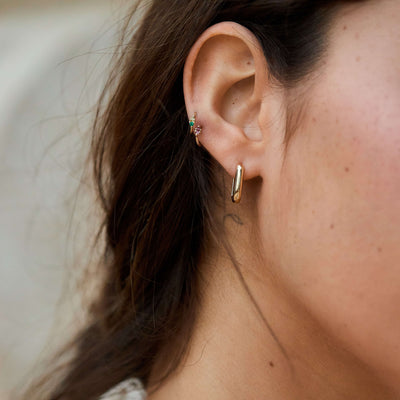 עגיל חישוק פירסינג ליה אבני חן זהב 14K Earrings 