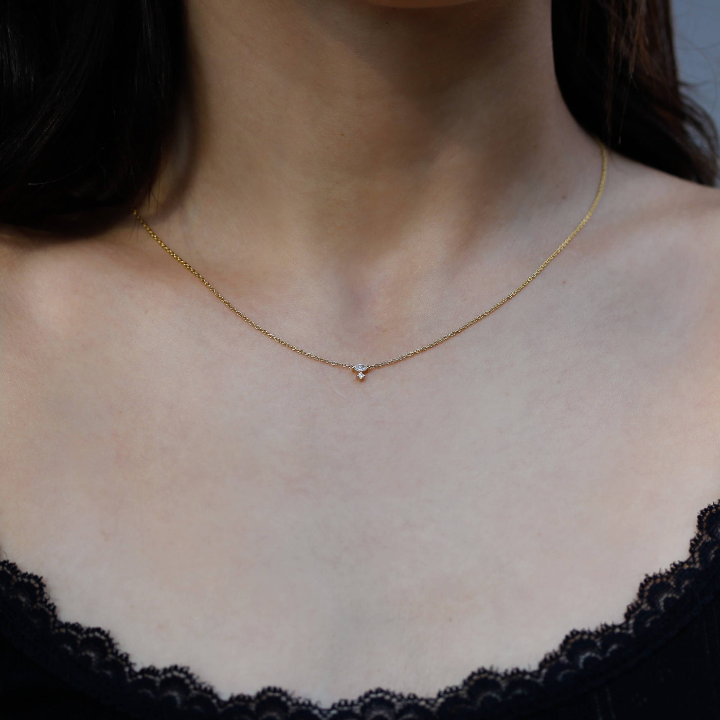 שרשרת פלורה יהלום זהב 14K Necklaces 
