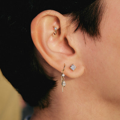 עגילי חישוק אואזיס גדול יהלומי מעבדה זהב 14K Earrings