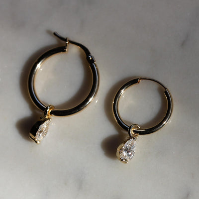 עגילי חישוק גדול סהרה יהלום מעבדה 14K Earrings