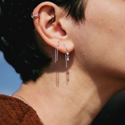 עגילי חישוק אואזיס חלק זהב 14K Earrings