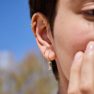 עגילי חישוק אואזיס גדול יהלומי מעבדה זהב 14K Earrings