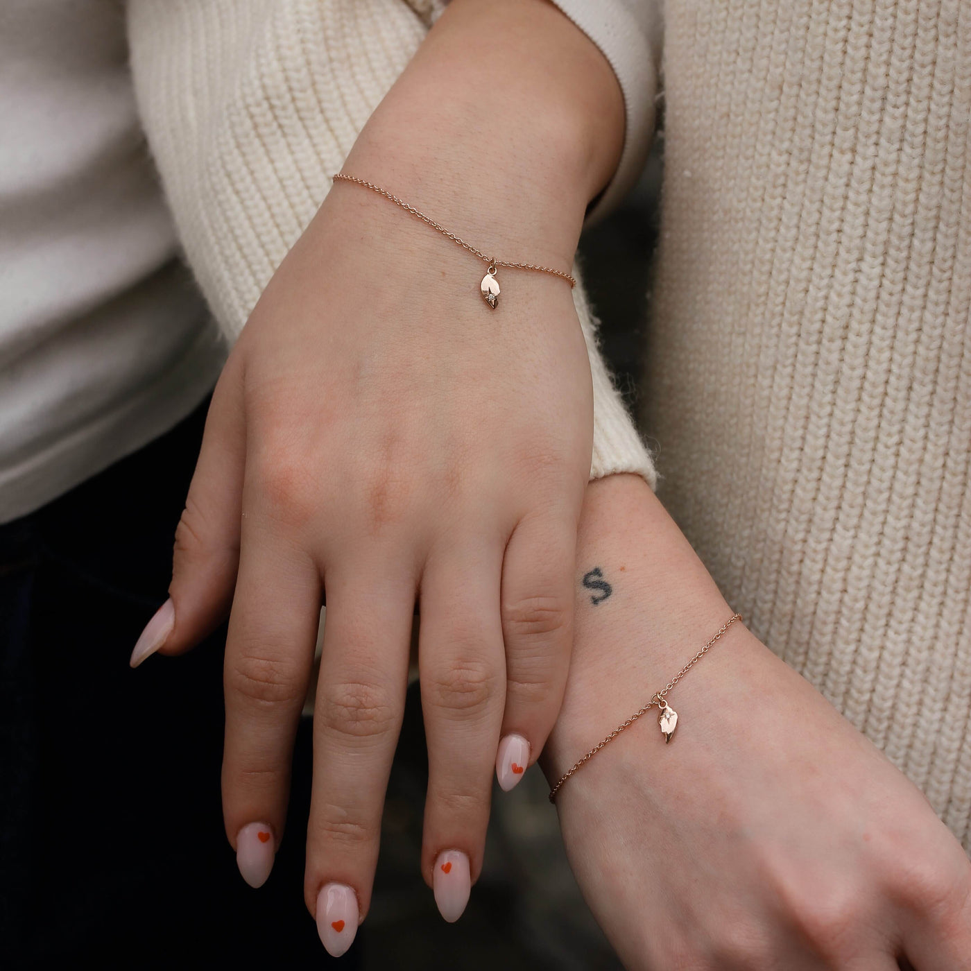 תליון לב BFF זהב 14K Bracelets