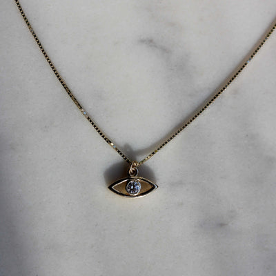 שרשרת עין טובה יהלום זהב 14K Necklaces 