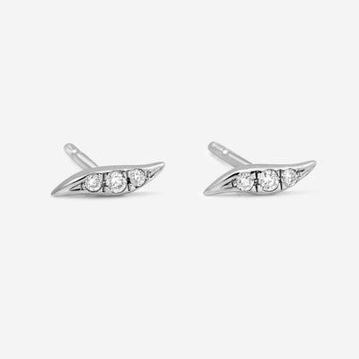 עגילי ליב משובצים יהלומים זהב 14K Earrings 14K לבן