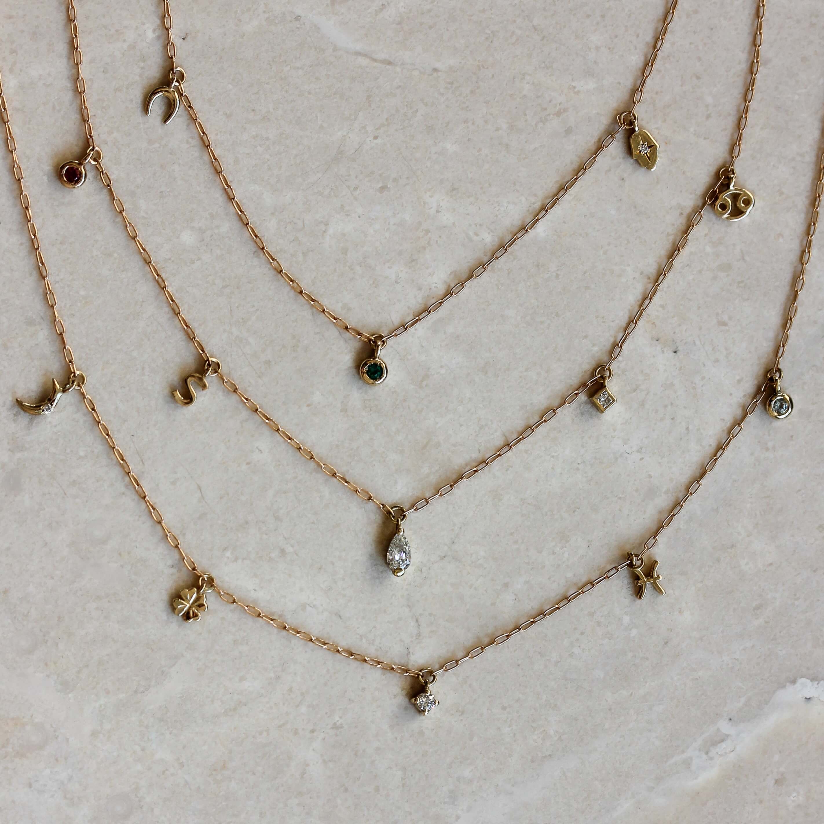 תליון פרינס יהלום מעבדה זהב 14K Necklaces
