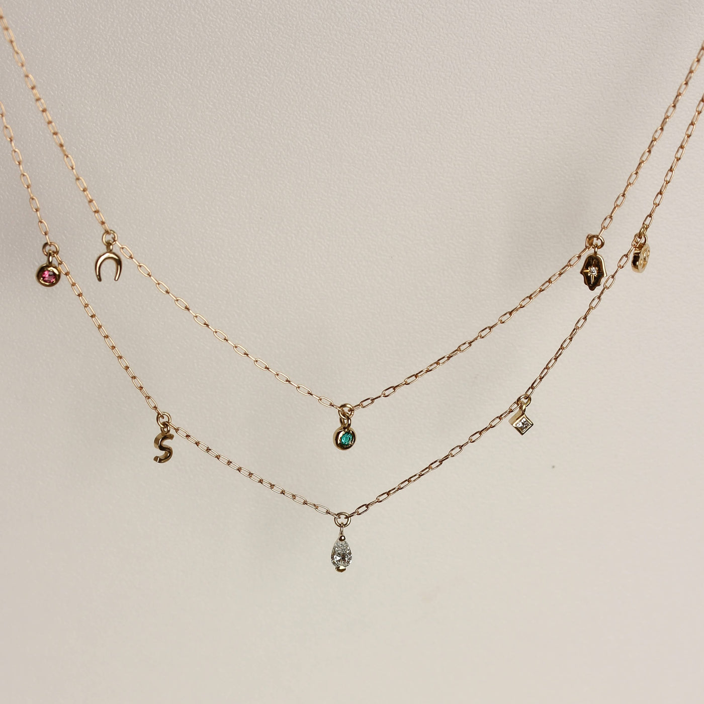 שרשרת פרסונה 5 תליונים זהב 14K Necklaces