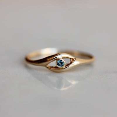 טבעת עין הרע בלו טופז זהב 14K Rings 