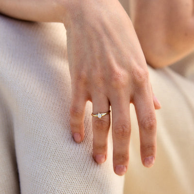 טבעת סהרה יהלום מעבדה זהב 14K Rings