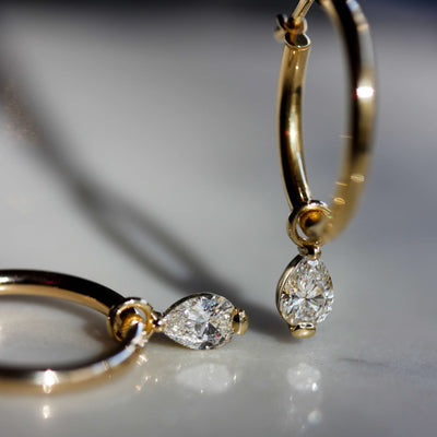 עגילי חישוק גדול סהרה יהלום מעבדה 14K Earrings