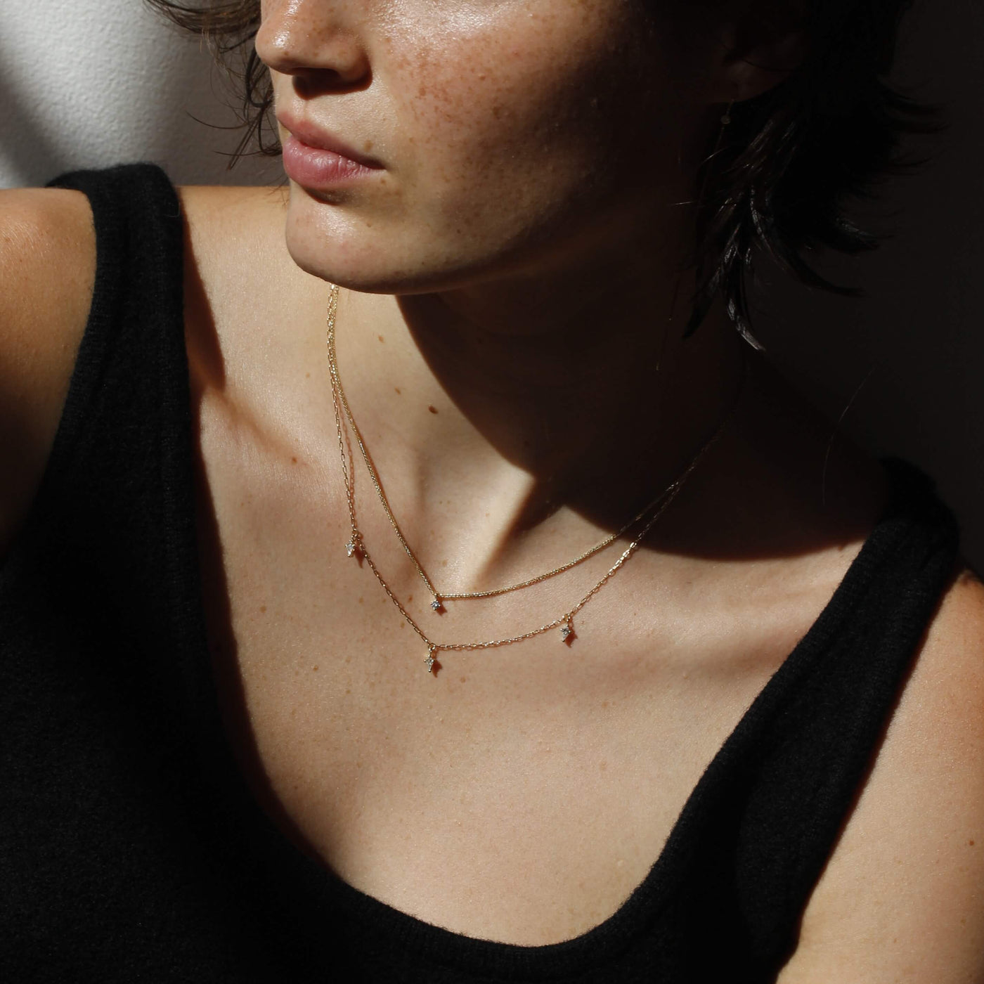 שרשרת פרסונה 3 תליוני ויק זהב 14K Necklaces