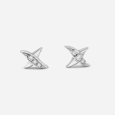 עגילי אייבי משובצים יהלומים זהב 14K Earrings 14K לבן